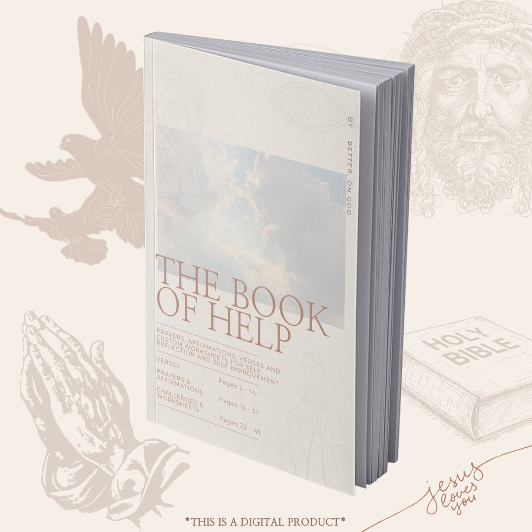 Front cover mock-up of 'The Book Of Help - Mental Health Workbook': Featuring a calming design with title and subtitle, ready to provide guidance and support.